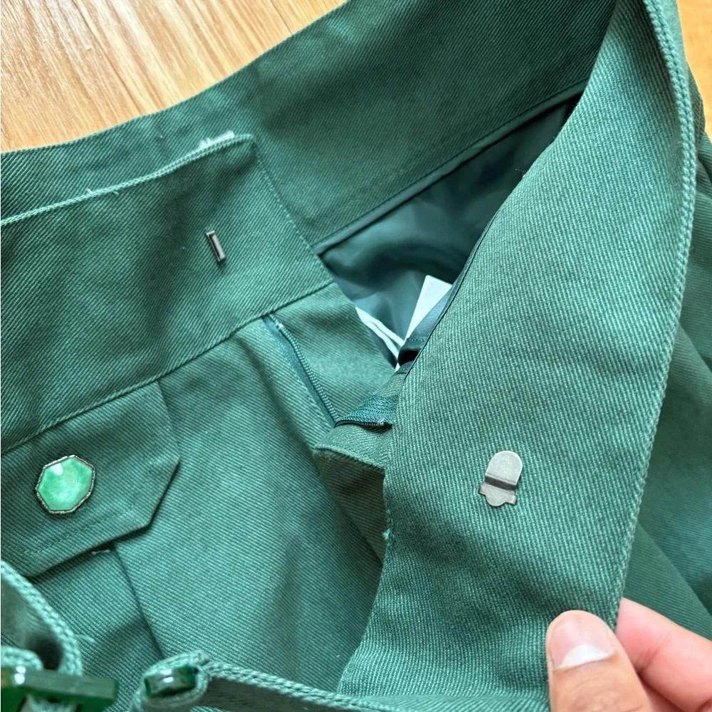 Pieces Uniques Le Pantalon Qwan Pleated Pants Gurkha Baggy Cotton Green M 32x32